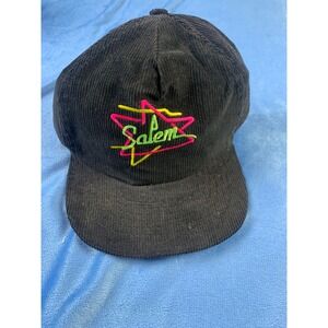 Salem Corduroy Snapback Hat Black Embroidered Neon Star Mens Adjustable